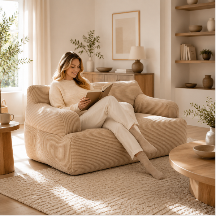 Premium Convertible Foam Lounge Sofa | Space-Saving 2-in-1 Chair Bed with Shredded Foam